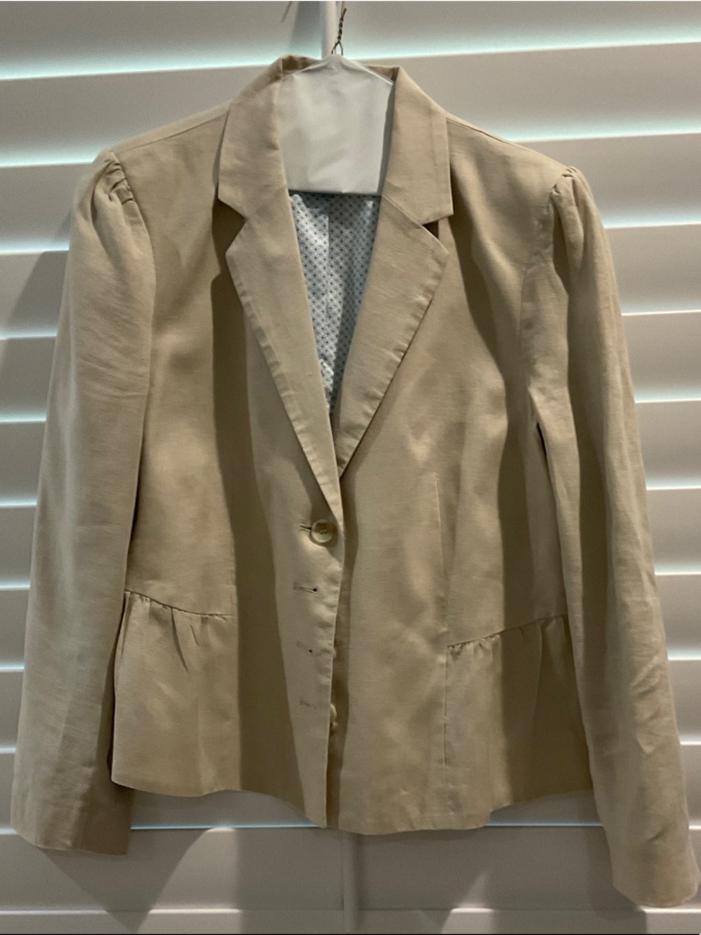CeCe Light Beige Single-Button Tailored Blazer